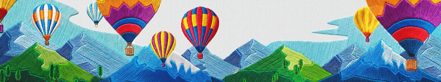 Hot air balloons rising together over mountains, each one a separate story in the same sky