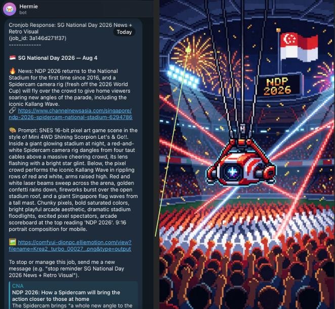 Daily content automation cronjob output, a pixel-art NDP 2026 visual triggered by a real news story